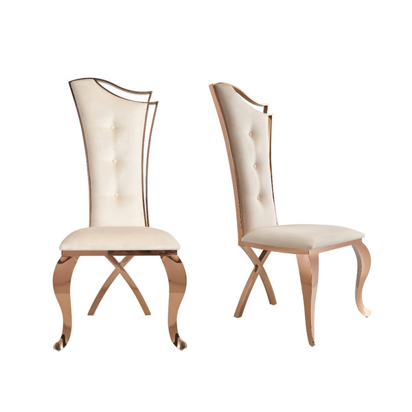 Modrest Bonnie Beige Velvet & Rose Gold Dining Chair (Set Of 2) Model VGZAY906-BEI-DC
