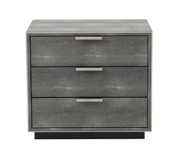 Modrest Dynasty Modern Shagreen Three Drawer Nightstand Model VGVCN2108-3-GRY-NS