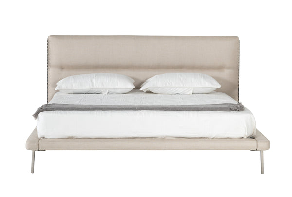 Modrest Bergeron Contemporary Cream Woven Fabric Bed Model VGODZW-20107-WHT-BED