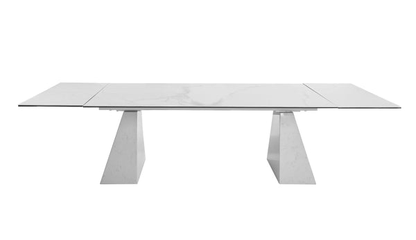 Modrest Latrobe Modern White Ceramic Quartz 118" Extendable Dining Table Model VGYFDT8765-5C-WHT-DT