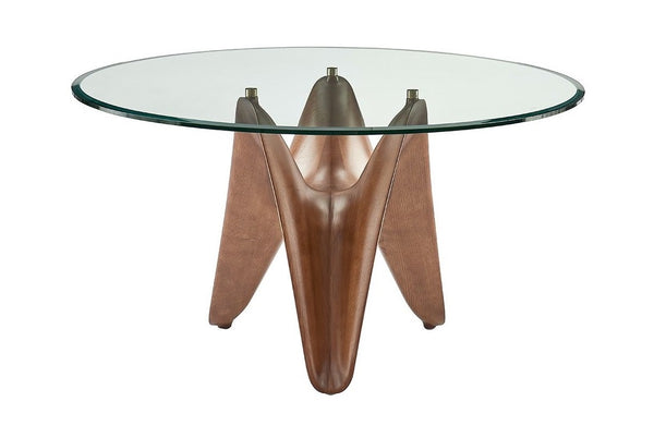 Modrest Seguin Round Glass & Walnut Dining Table Model VGCSRT-20045-BRN-DT
