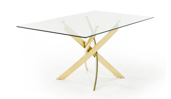 Modrest Pyrite Modern Glass And Gold Dining Table Model VGEW-2133EE-G