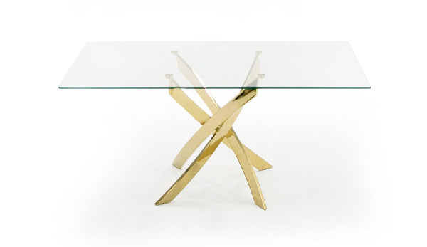 Modrest Pyrite Modern Glass And Gold Dining Table Model VGEW-2133EE-G