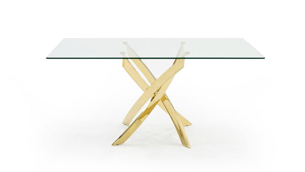 Modrest Pyrite Modern Glass And Gold Dining Table Model VGEW-2133EE-G
