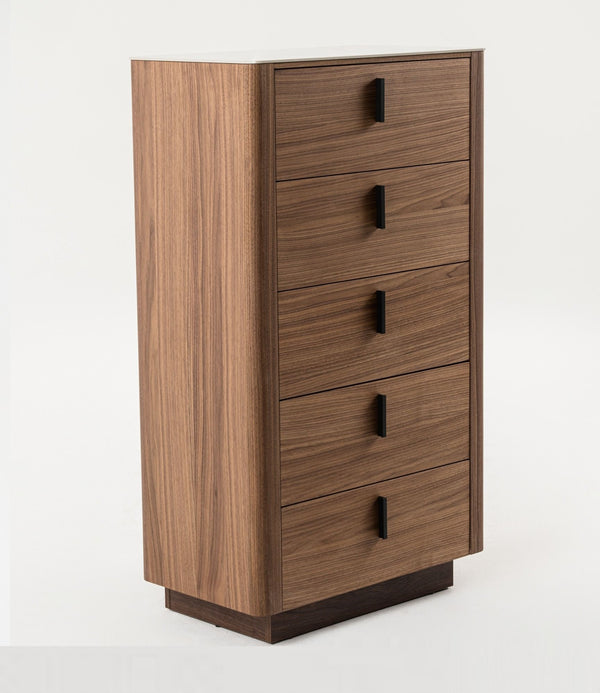 Modrest Chelton Contemporary Walnut And White Ceramic Chest Model VGHB-402W-CT