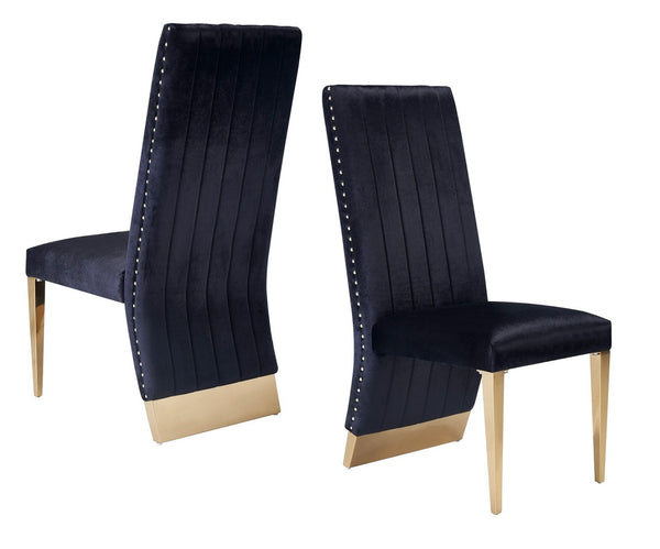 Modrest Keisha Modern Black Velvet And Gold Dining Chair Set Of 2 Model VGZA-Y629-BLK-DC