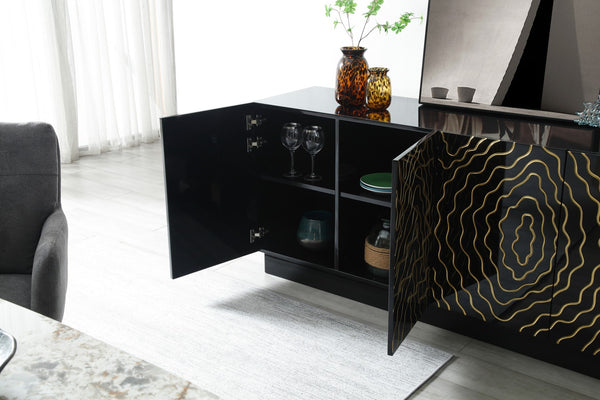 Modrest Jonah Modern Black And Gold Buffet Model VGVC-G2199-BLK