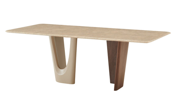 Modrest Brianna Contemporary Marble And Cream | Walnut Dining Table Model VGCS-DT-21076