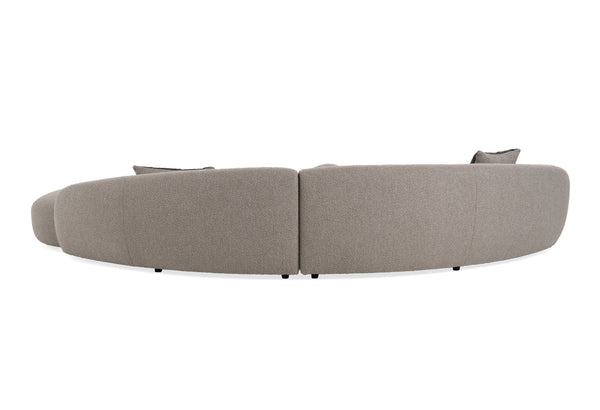 Allis Glam Grey and Black Fabric Curved Sectional Sofa
