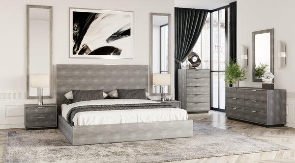Modrest Dynasty Eastern King Modern Shagreen Bedroom SetModel VGVCBD2108-XGRY-BED-SET-2