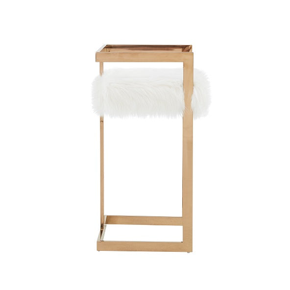 Modrest Halifax Modern White Faux Fur And Rosegold Counter Stool Model VGRH-RHS-DC-212-WHT-CS