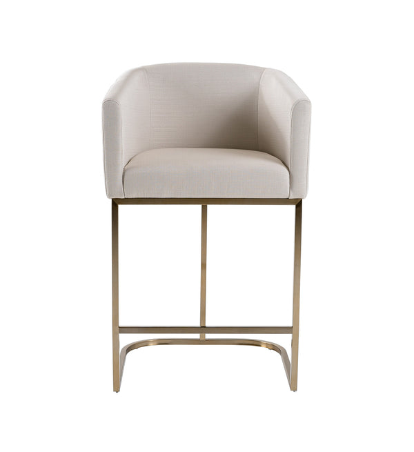 Modrest Yukon Modern Off White Fabric & Brushed Brass Counter Chair Model VGVC-B8362B-CC