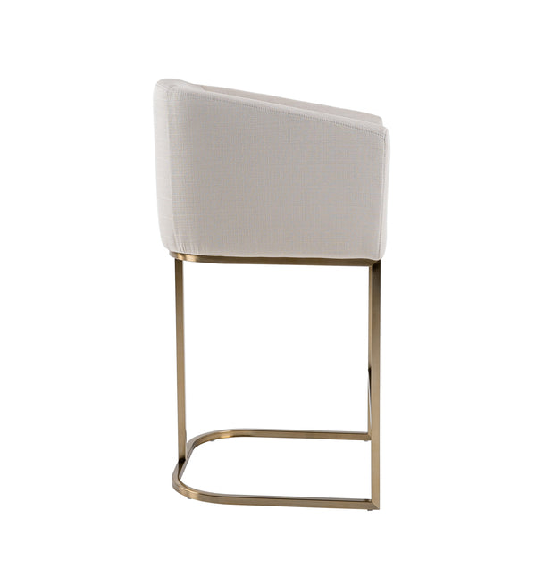 Modrest Yukon Modern Off White Fabric & Brushed Brass Counter Chair Model VGVC-B8362B-CC