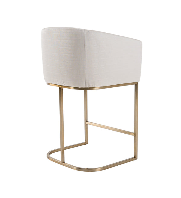 Modrest Yukon Modern Off White Fabric & Brushed Brass Counter Chair Model VGVC-B8362B-CC