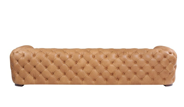 Divani Casa Dexter Transitional Camel Full Italian Leather Tufted Sofa Model VGEV-114-BR-S