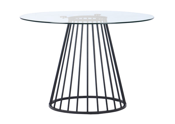 Modrest Holly Modern Round Clear Glass And Black Dining Table Model VGFH-257012-CB-DT