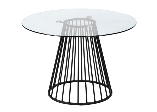 Modrest Holly Modern Round Clear Glass And Black Dining Table Model VGFH-257012-CB-DT