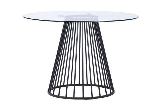 Modrest Holly Modern Round Clear Glass And Black Dining Table Model VGFH-257012-CB-DT