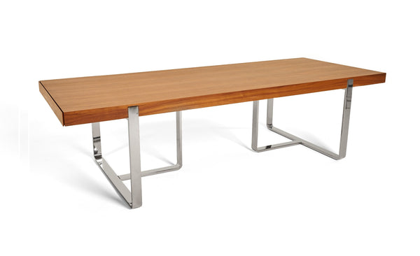 Modrest Pauline Modern Walnut And Stainless Steel Dining Table Model VGBB-MI2203T-WAL-DT