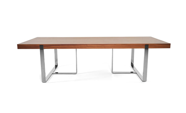 Modrest Pauline Modern Walnut And Stainless Steel Dining Table Model VGBB-MI2203T-WAL-DT