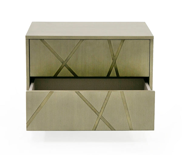 Modrest Nixa Modern Wide Birch & Brushed Bronze Nightstand Model VGVC-N1909-L-BIR