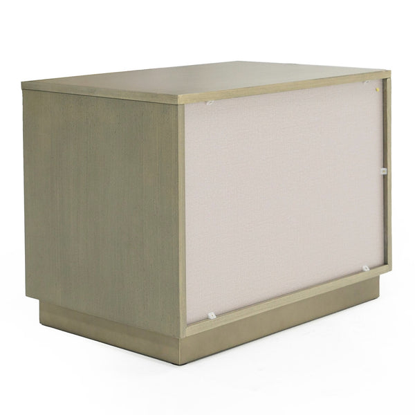 Nixa Modern Wide Birch + Brushed Bronze Nightstand