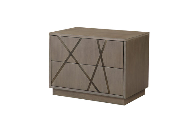 Modrest Nixa Modern Beige Velvet & Brushed Bronze & Birch Bed With Nightstands Eastern Model VGVC-BD1909-BED-NS-BGE-EK