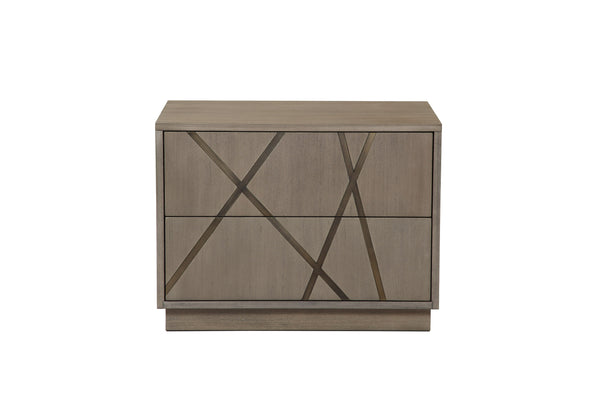 Modrest Nixa Modern Beige Velvet & Brushed Bronze & Birch Bed With Nightstands Eastern Model VGVC-BD1909-BED-NS-BGE-EK
