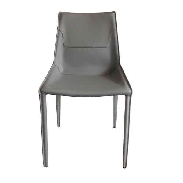 Modrest Halo Modern Light Grey Saddle Leather Dining Chair Set Of Two Model VGYF-DC1113-LTGR-DC