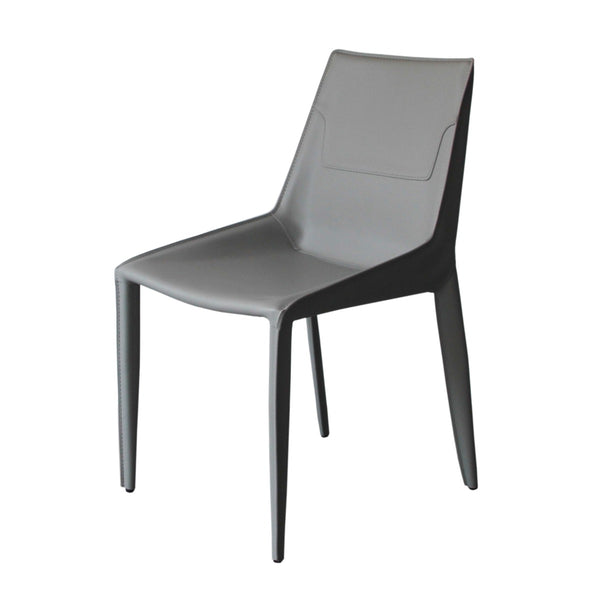 Modrest Halo Modern Light Grey Saddle Leather Dining Chair Set Of Two Model VGYF-DC1113-LTGR-DC