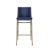Mimi Contemporary Blue Velvet + Brass Counter Stool (Set of 2)