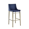 Mimi Contemporary Blue Velvet + Brass Counter Stool (Set of 2)