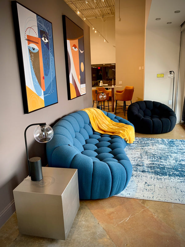 Divani Casa Yolonda Modern Curved Dark Teal Fabric Sofa Model VGEV2126C-SOFA-C-15