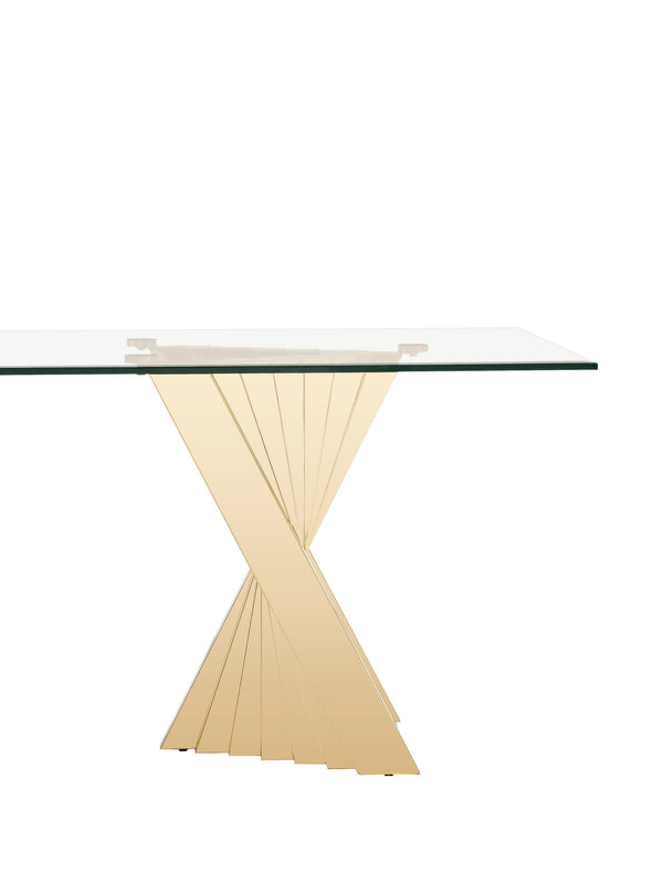 Modrest Buquet Glam Glass & Champagne Gold Rectangular Dining Table Model VGZA-T124-GLD