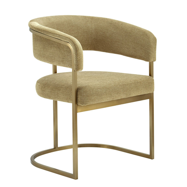 Modrest Sebastian Modern Brown Fabric & Antique Brass Dining Chair Model VGGA-6251CH-BRN