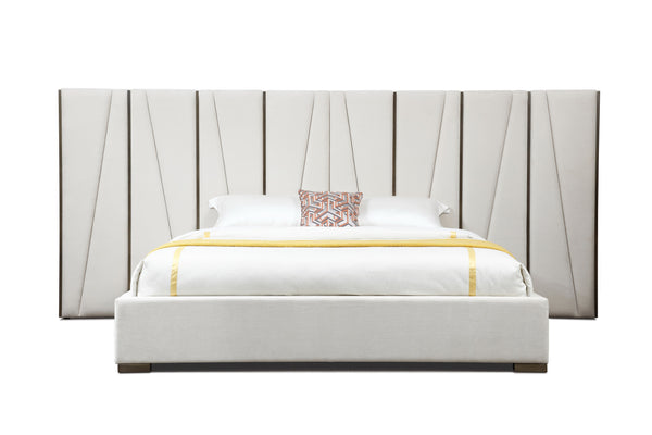 Modrest Nixa Modern Beige Velvet & Brushed Bronze Bed Queen Model VGVC-BD1909-BED-BGE-queen
