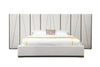 Modrest Nixa Modern Beige Velvet & Brushed Bronze Bed & Birch Nightstands Model VGVC-BD1909-BED-NS-BGE