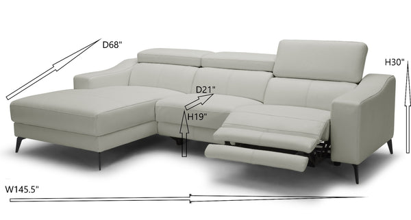 Modrest Rampart Modern L Shape Laf White Leather Sectional Sofa With 1 Recliner Model VGKM-5325-LAF-WHT-SECT