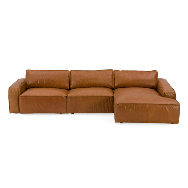 Modrest Cambria Modern Raf Cognac Leather Sectional Sofa Model VGKK-KF1123-SECT-RAF