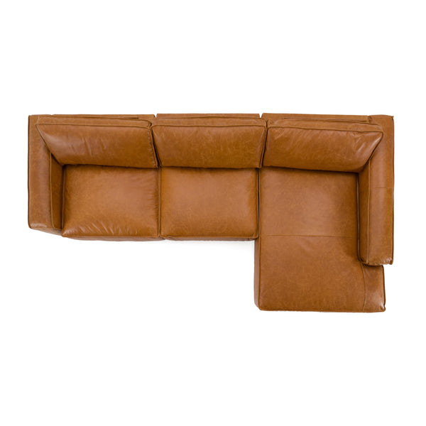 Modrest Cambria Modern Raf Cognac Leather Sectional Sofa Model VGKK-KF1123-SECT-RAF