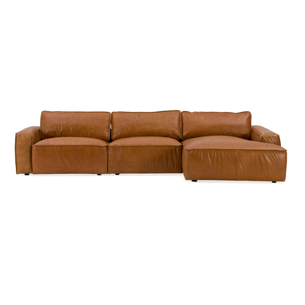 Modrest Cambria Modern Raf Cognac Leather Sectional Sofa Model VGKK-KF1123-SECT-RAF