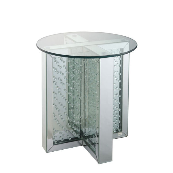 ACME Nysa Mirrored & Faux Crystals End Table Model 80217
