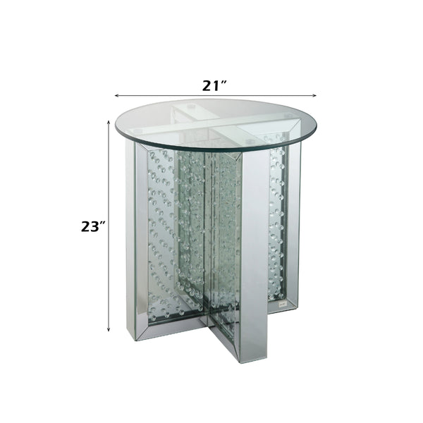ACME Nysa Mirrored & Faux Crystals End Table Model 80217