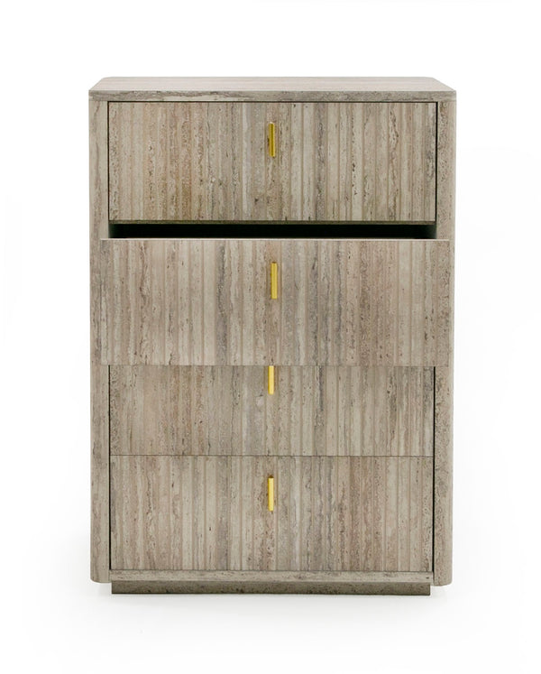 Nova Domus Roma Modern Faux Travertine & Gold Chest Model VGAN-ROMA-CHEST