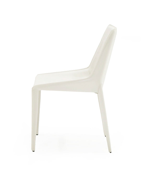 Modrest Halo Modern Ivory Saddle Leather Dining Chair Set Of 2 Model VGYF-DC1113-I