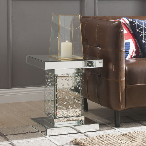 ACME Nysa Mirrored & Faux Crystals End Table Model 80284
