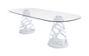 Modrest Lilly Modern White And 15Mm Glass Rectangular Dining Table Model VGNS-GD8800B-15-W