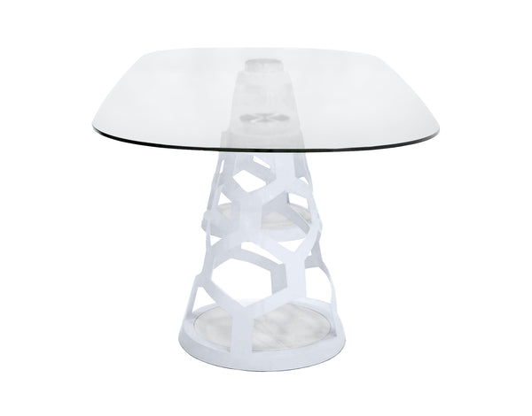 Modrest Lilly Modern White And 15Mm Glass Rectangular Dining Table Model VGNS-GD8800B-15-W