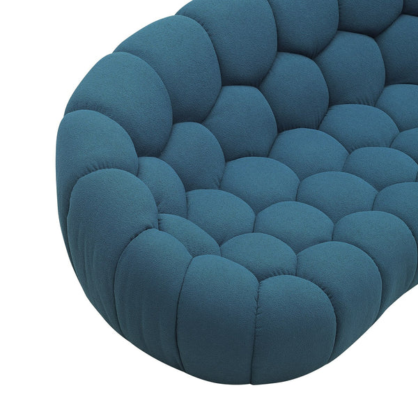 Yolonda Modern Curved Dark Teal Fabric Loveseat