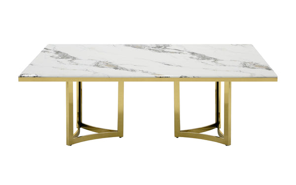 Modrest Loomis White Marble & Gold Dining Table Model VGZAT1301